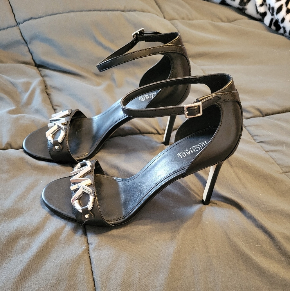Michael Kors Black Heels with Silver Accents